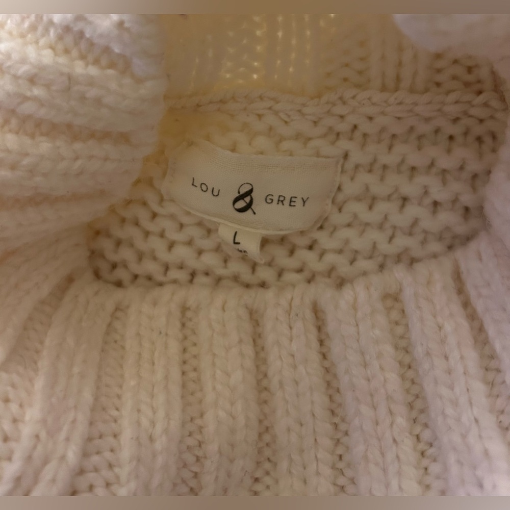 Lou & Grey Women’s Sweater Pullover Sz Large Cream Ivory Chunky Oversized - Picture 10 of 10